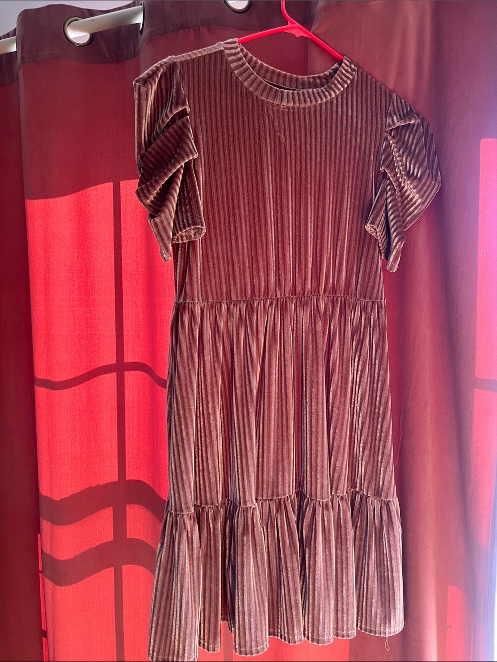 Velvet Tiered Dress Mauve